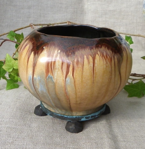 Pot grès flammé vernissé - pot, en